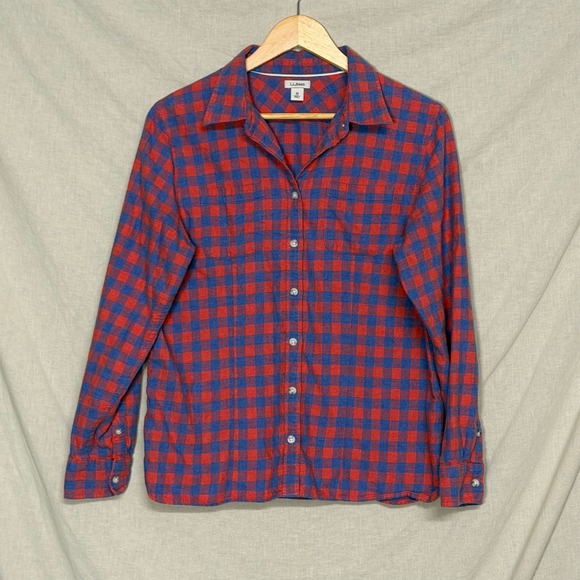 L.L. Bean Tops - LL Bean Scotch Plaid Flannel Shirt Red Blue Women's M